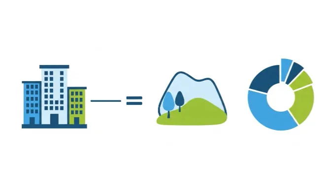 아파트 건물과 땅이 연결된 대지권 개념도