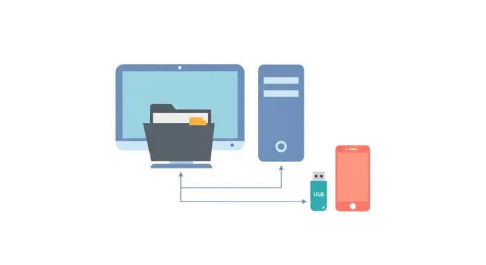 컴퓨터 NPKI 폴더에서 USB와 스마트폰으로 인증서를 복사하는 구조를 보여주는 아이콘 다이어그램