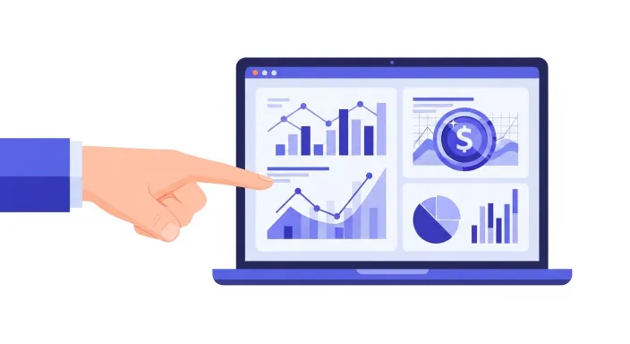 두 사람이 여러 수입원에서 돈이 흘러오는 다이어그램을 보는 일러스트