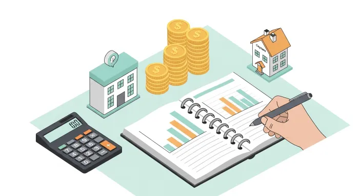 부모급여 100만원에서 어린이집 보육료를 빼고 남는 금액을 계산하는 장면 일러스트