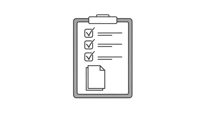 체크리스트가 있는 클립보드와 서류 아이콘 단순 일러스트