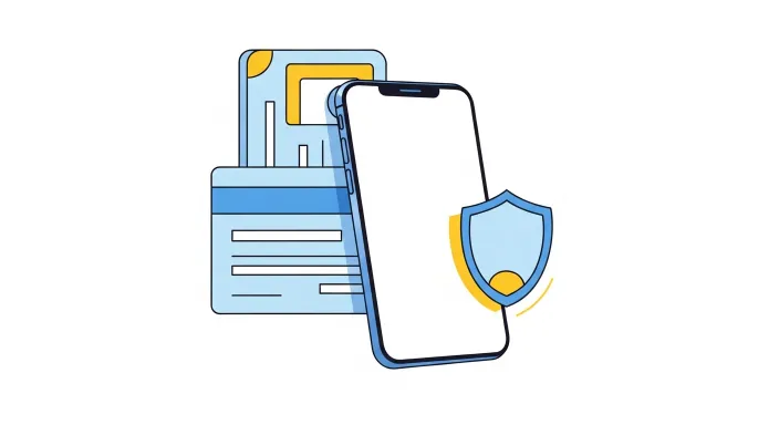 스마트폰 카카오 인증서와 카드형 공동인증서 아이콘이 함께 있는 멀티 인증 수단 구성 일러스트