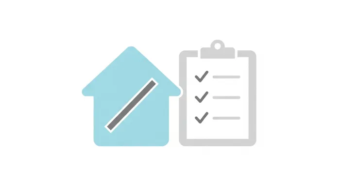 임대차계약서와 체크표시가 있는 체크리스트 아이콘 일러스트