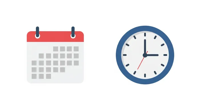 달력 아이콘과 시계 아이콘이 나란히 있는 단순 일러스트