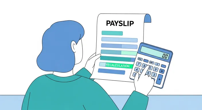 계산기로 임금을 계산하는 일러스트