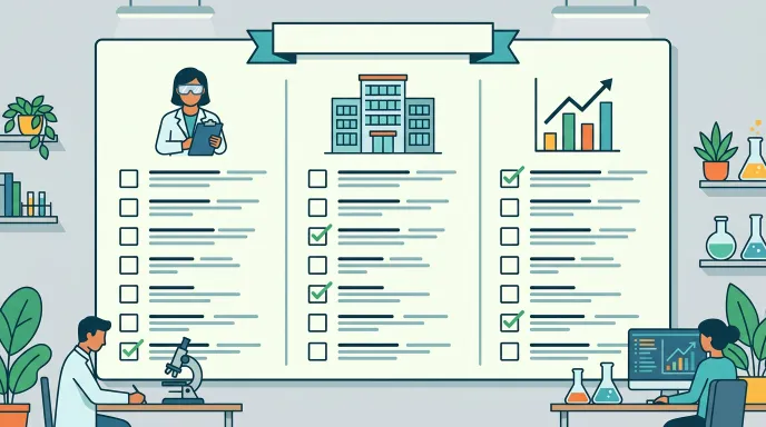 기업부설연구소 인증 유지를 위한 인력·공간·연구활동 체크리스트를 정리한 일러스트