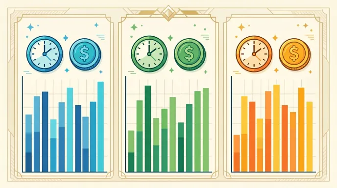 법인 등기부등본 열람과 발급의 수수료와 이용시간을 비교한 인포그래픽 스타일 일러스트