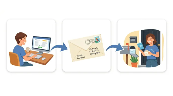 보육교사 자격증 재발급 신청부터 우편 수령까지의 절차를 요약한 일러스트