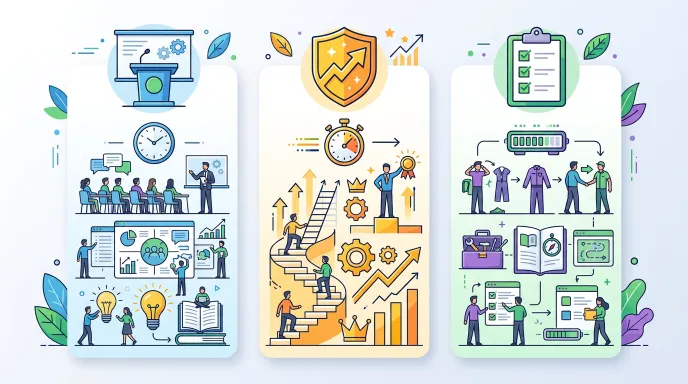 보육교사 보수교육 종류와 시간을 요약한 인포그래픽 스타일 일러스트