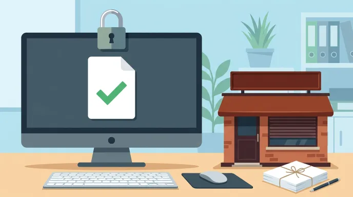 국세청 홈택스에서 사업자 폐업 신고와 최종 정리를 상징하는 일러스트