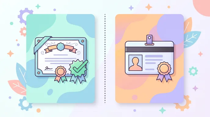 사회복지사 1급 합격증명서와 자격증의 역할 차이를 비교한 인포그래픽 스타일 일러스트