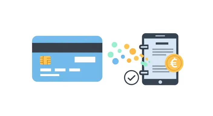 카드 포인트가 계좌로 입금되는 모습을 표현한 일러스트