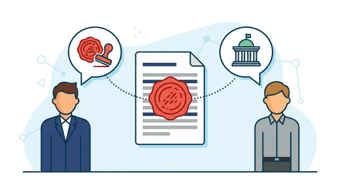 본인 발급과 대리 발급 시 인감증명서 발급 요건을 비교한 개념 일러스트