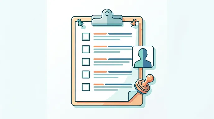 인감증명 위임장의 필수 항목을 체크리스트 형태로 표현한 일러스트