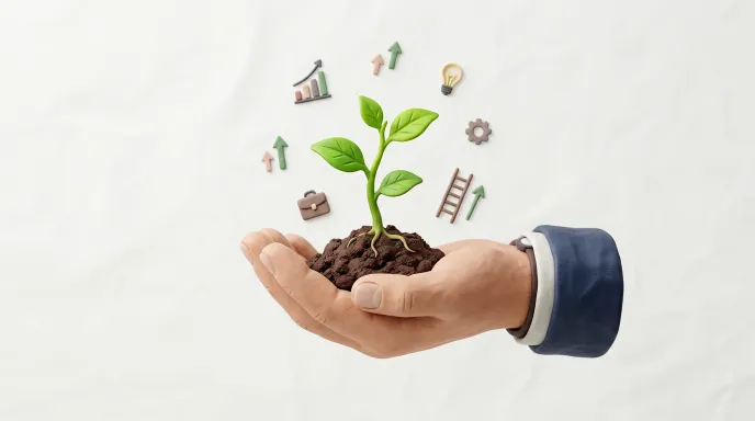 청년창업 세액감면 자격 요건을 상징하는 새싹과 경영 아이콘