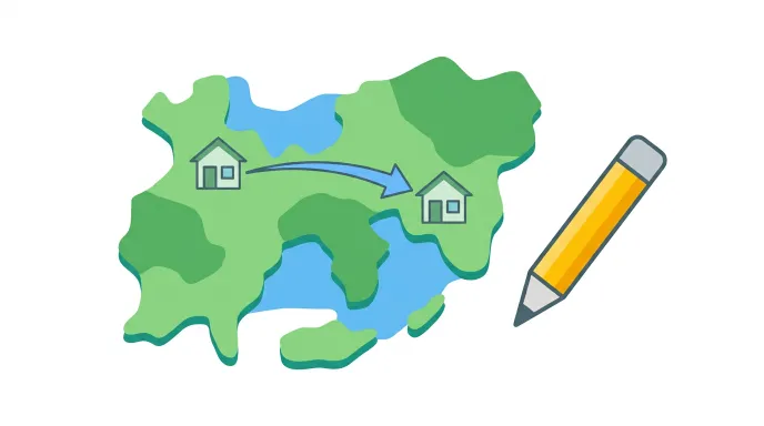 통신판매업 주소 변경신고를 진행하는 과정을 보여주는 절차 일러스트