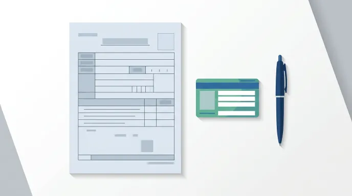 출입국사실증명서와 건강보험 카드를 함께 표현한 일러스트