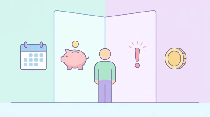 주택청약 납입 횟수와 미납 회차 개념을 비교하는 도표를 사람과 아이콘으로 표현한 평면 일러스트